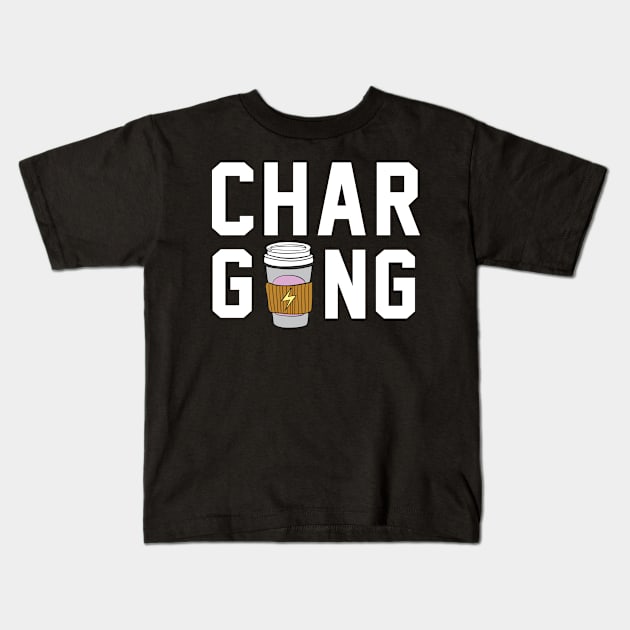 Charging Coffee Kids T-Shirt by Mako Design 